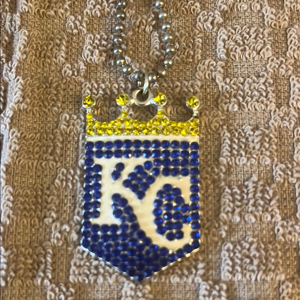 Blue and Yellow Crown Pendant Necklace